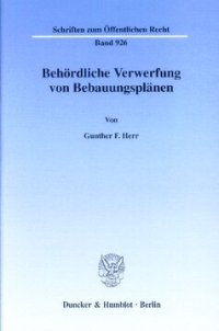 cover of the book Behördliche Verwerfung von Bebauungsplänen