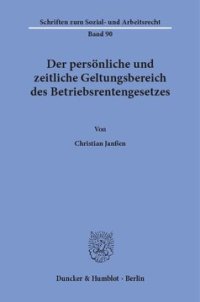 cover of the book Der persönliche und zeitliche Geltungsbereich des Betriebsrentengesetzes