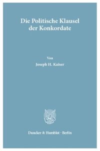 cover of the book Die Politische Klausel der Konkordate