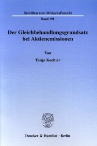 cover of the book Der Gleichbehandlungsgrundsatz bei Aktienemissionen