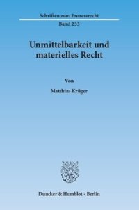 cover of the book Unmittelbarkeit und materielles Recht