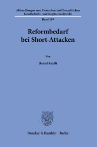 cover of the book Reformbedarf bei Short-Attacken