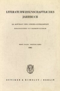 cover of the book Literaturwissenschaftliches Jahrbuch: 3. Band (1962)