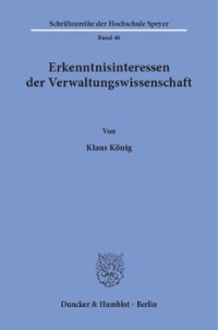 cover of the book Erkenntnisinteressen der Verwaltungswissenschaft