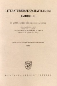 cover of the book Literaturwissenschaftliches Jahrbuch: 27. Band (1986)