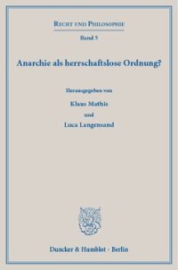 cover of the book Anarchie als herrschaftslose Ordnung?