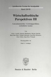 cover of the book Wirtschaftsethische Perspektiven III: Unternehmensethik, Verteilungsprobleme, methodische Ansätze