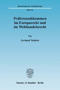 cover of the book Präferenzabkommen im Europarecht und im Welthandelsrecht