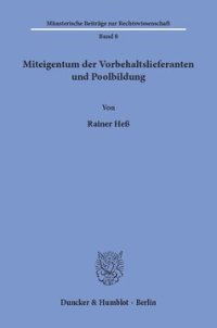 cover of the book Miteigentum der Vorbehaltslieferanten und Poolbildung