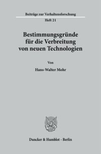 cover of the book Bestimmungsgründe für die Verbreitung von neuen Technologien