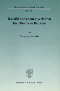 cover of the book Investitionsrechnungsverfahren für öffentliche Betriebe