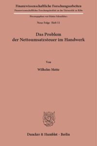 cover of the book Das Problem der Nettoumsatzsteuer im Handwerk