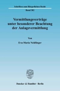 cover of the book Vermittlungsverträge unter besonderer Beachtung der Anlagevermittlung