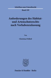 cover of the book Anforderungen des Habitat- und Artenschutzrechts nach Vorhabenzulassung