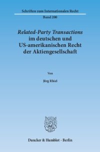 cover of the book Related-Party Transactions im deutschen und US-amerikanischen Recht der Aktiengesellschaft