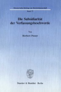 cover of the book Die Subsidiarität der Verfassungsbeschwerde