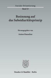 cover of the book Besinnung auf das Subsidiaritätsprinzip