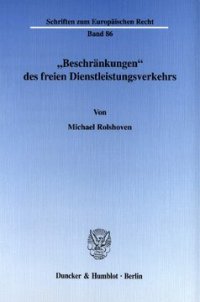 cover of the book »Beschränkungen« des freien Dienstleistungsverkehrs