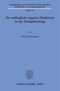 cover of the book Der anfängliche negative Marktwert in der Anlageberatung