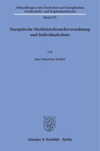 cover of the book Europäische Marktmissbrauchsverordnung und Individualschutz