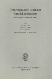 cover of the book Untersuchungen einzelner Entwicklungsländer: Peru, Tunesien, Ägypten und Syrien