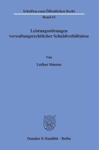 cover of the book Leistungsstörungen verwaltungsrechtlicher Schuldverhältnisse