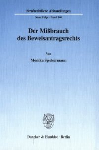 cover of the book Der Mißbrauch des Beweisantragsrechts