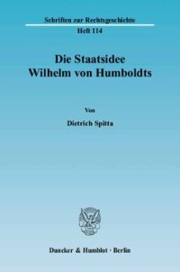 cover of the book Die Staatsidee Wilhelm von Humboldts