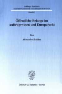 cover of the book Öffentliche Belange im Auftragswesen und Europarecht