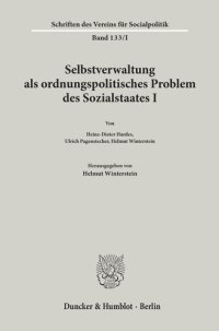 cover of the book Selbstverwaltung als ordnungspolitisches Problem des Sozialstaates I