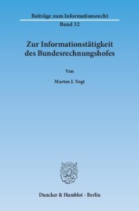 cover of the book Zur Informationstätigkeit des Bundesrechnungshofes