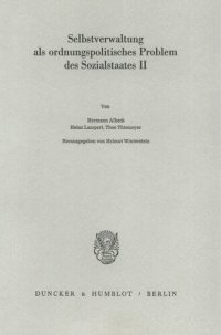 cover of the book Selbstverwaltung als ordnungspolitisches Problem des Sozialstaates II