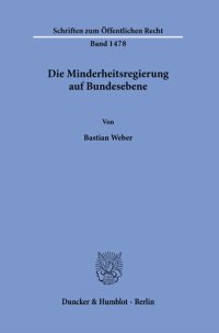 cover of the book Die Minderheitsregierung auf Bundesebene