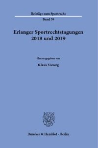 cover of the book Erlanger Sportrechtstagungen 2018 und 2019