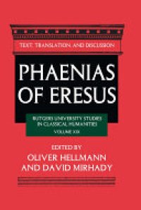 cover of the book Phaenias of Eresus: Text, Translation, and Discussion