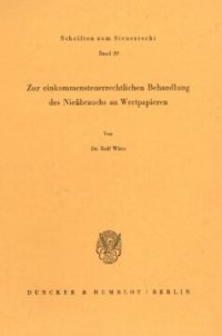 cover of the book Zur einkommensteuerrechtlichen Behandlung des Nießbrauchs an Wertpapieren