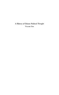 cover of the book History of Chinese Political Thought, Volume 1_ From the Beginnings to the Sixth Century, A.D.