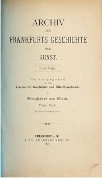 cover of the book Archiv für Frankfurts Geschichte und Kunst