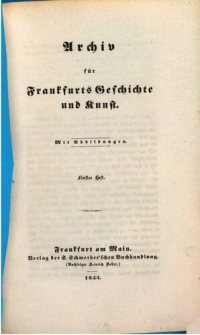 cover of the book Archiv für Frankfurts Geschichte und Kunst