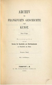 cover of the book Archiv für Frankfurts Geschichte und Kunst