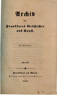 cover of the book Archiv für Frankfurts Geschichte und Kunst