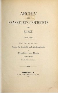 cover of the book Archiv für Frankfurts Geschichte und Kunst