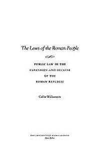 cover of the book The laws of the Roman people: public law in the expansion and decline of the Roman Republic