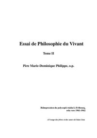 cover of the book 1961-1962 - Essai de Philosophie du Vivant - Tome 2