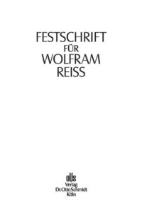 cover of the book Festschrift für Wolfram Reiß: Zum 65. Geburtstag