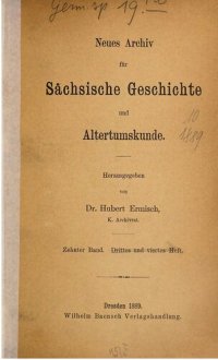 cover of the book Neues Archiv für Sächsische Geschichte und Altertumskunde