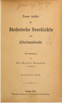 cover of the book Neues Archiv für Sächsische Geschichte und Altertumskunde