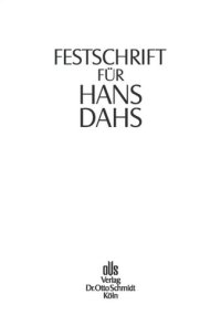 cover of the book Festschrift für Hans Dahs