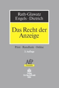 cover of the book Das Recht der Anzeige: Print - Rundfunk - Online