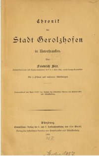 cover of the book Chronik der Stadt Gerolzhofen in Unterfranken